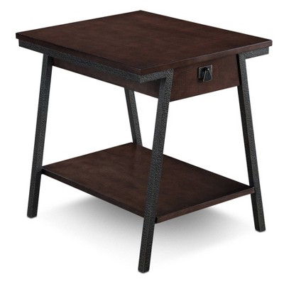 Empiria Modern Industrial Drawer End Table Brown - Leick Home: Welded Steel, Mission Style, Open Shelf