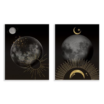 Stupell Industries Celestial Gold Sun and Moon 2pc Wall Plaque Art Set