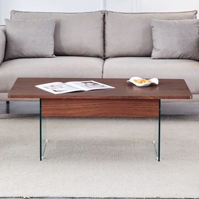 FONTOI Lift Top Coffee Tables with Marble Pattern&Glass Legs&Non-Slip Feet for Living Room Bedroom Office, Dark Brown, 23.6"*16.3"*43.4"