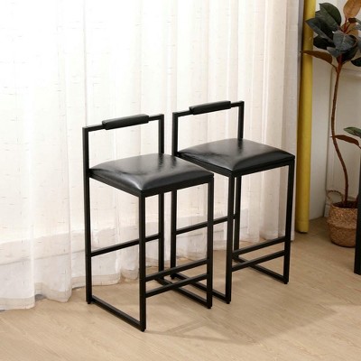 Resenkos Counter Bar Stools, Counter Stool,Black Bar Stool with Backrest Set of 2 with Footrest