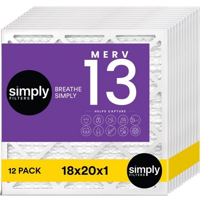 Simply Air Filter, MERV 13, 12 Pack, Furnace Air Filter for HVAC