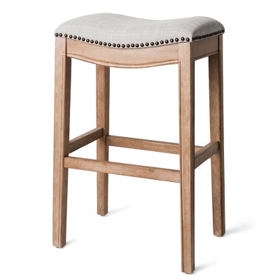 Maven Lane Adrien Backless Saddle Bar Stool with Fabric Upholstery 31"