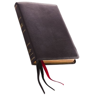 NKJV, Thinline Reference Bible, Large Print, Premium Leather, Black, Sterling Edition, Comfort Print - by  Thomas Nelson (Leather Bound)