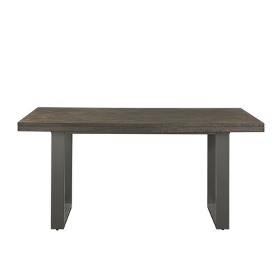 Picket House Furnishings Sullivan Dining Table Dark Ash: Modern Lacquered Rubberwood, Seats 6, Double Pedestal