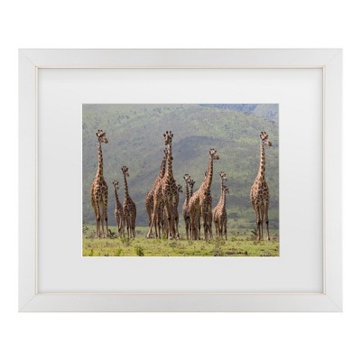 Trademark Fine Art - Bee Thalin Giraffe Family Matted Framed Art