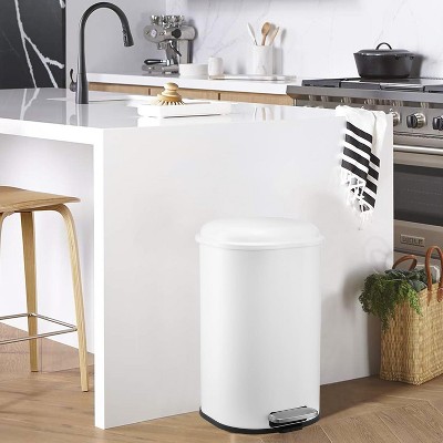 8 Gallon Trash Can, Square Fingerprint-Proof Foot Pedal Garbage Can with Soft-Close Lid for Kitchen Bathroom Home Office, NO Inner Bucket