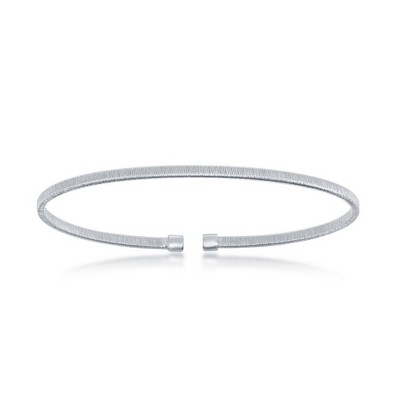 Bella Silver Sterling Silver Wire Designer Bangle, Bonded with Platinum - Silver
