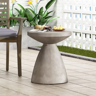 Syemin Patio End Tables Accent Side End Table for Outdoor and Indoor, Garden, Backyard Use, Special Design, Gray, 18"*18"*20.25"