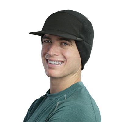 TrailHeads Men’s Winter Hat with Visor - Warm Fleece Beanie for running, winter golf, hiking - Black