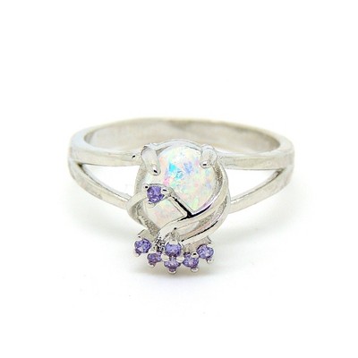 Adlai Simulated Fire Opal Ring Women Purple Cubic Zirconia Ginger Lyne Collection