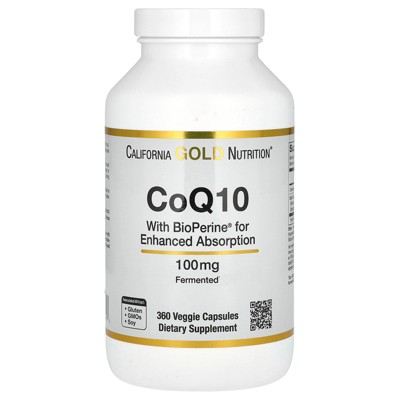 CoQ10 100 mg, Coenzyme Q10 Ubiquinone USP with Bioperine Black Pepper for Enhanced Absorption, Supports Mitochondrial Function*, 360 Veggie Capsules