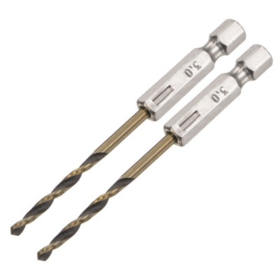 Unique Bargains High Speed Steel 1/4 Inch Hex Shank Twist Jobber Drill Bits 2 Pcs