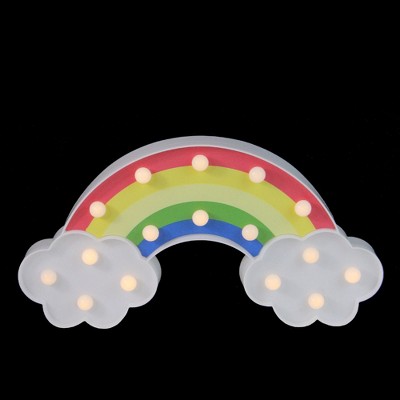 Northlight 10" Battery Operated LED Lighted Rainbow with Clouds Marquee Sign - White/Red