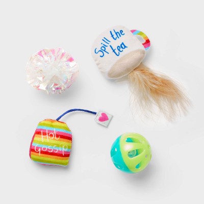 Pride Tea Party Cat Ball Plush Toy Set - 4pk