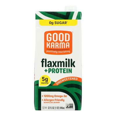 Good Karma Unsweetened Protein Flax Milk - Case of 6/32 oz