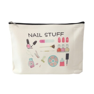 Unique Bargains Durable Cosmetics Pattern Makeup Bag Beige 1 Pc