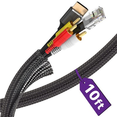 Fosmon 10ft Cable Sleeve Cover, Wire Cable Management, Wire Organizers for Cord Management, Video Audio Cable Power Cord Protectors from Pets No Chew