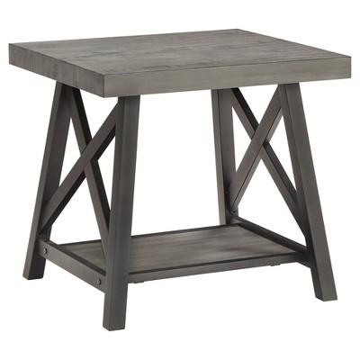 Lanshire Rustic Industrial Metal & Wood End Table - Inspire Q
