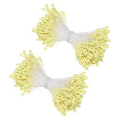 Unique Bargains Gypsum Cotton Thread DIY Crafts Floral Picks Artificial Flower Stamen Kit 680 Pcs Light Yellow