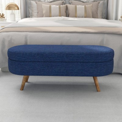NicBex 43.5 Inch Ottoman Bench with Wooden Legs, Modern Oval Storage Bench for Living Room, Bedroom, Entryway, Load 250 lb