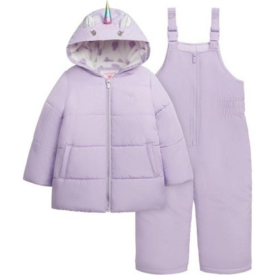 Carter's Girls' Heavyweight 2-Piece Skisuit Snowsuit, Purple Unicorn