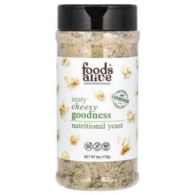 Foods Alive Nutritional Yeast, Zesty Cheesy Goodness, 6 oz (170 g)