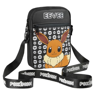 Shoulder Bag Cross Body Bag for Kids - Adjustable Strap Kids Pikachu Small Travel Bag - Gamer Gifts (Black Eevee)