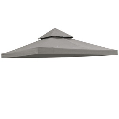 Yescom 8'x8' UV30+ Gazebo Canopy Replacement Top Cover PU Water Resistance for 2 Tier Outdoor Patio Garden Party Gray