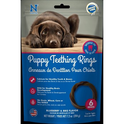 N-Bone Puppy Teething Rings Barbecue Flavor Grain-Free Rawhide Alternatives and Dental and Hard Chews Dog Treats - 7.2oz
