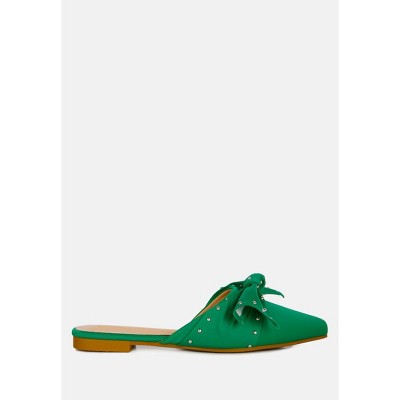 Makeover Studded Bow Flat Womens Mules Women