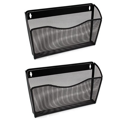 YBM Home 13" x 8.5" x 4" Steel Mesh Single Pocket Wall Mount File Organizer, Pack of 2