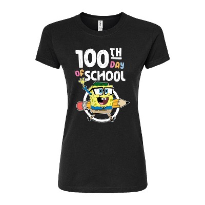 Women's - SpongeBob SquarePants - 100th Day Of School Fitted Graphic T-Shirt