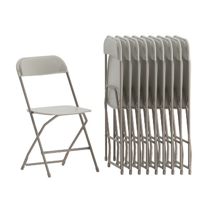 Emma and Oliver Set of 10 Stackable Folding Plastic Chairs - 650 LB Weight Capacity