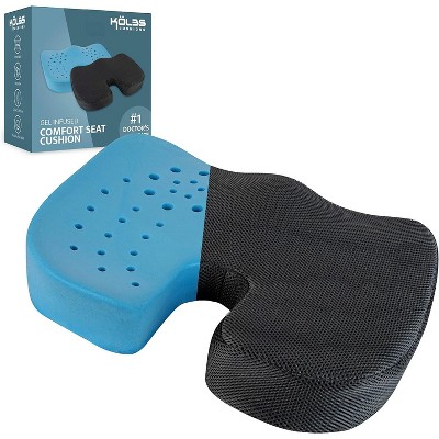 Kolbs Gel Memory Foam Seat and Lumbar Back Cushion Set | Gel Infused and Ventilated Coccyx Tailbone Sciatica Office Chair and Lumbar Support