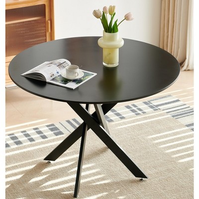 42.1" Round Dining Table for 4-6 People, Mid Century Modern Kitchen Dinner Table with Crossed Legs, Leisure Coffee Table for Kitchen Living Room