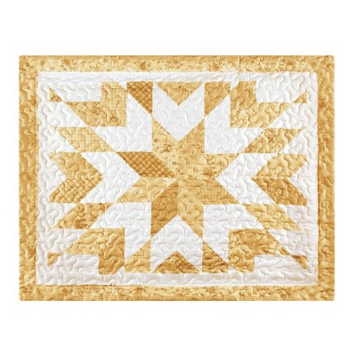 Collections Etc Oversized Classic Star Patchwork Floral Border Pillow Sham