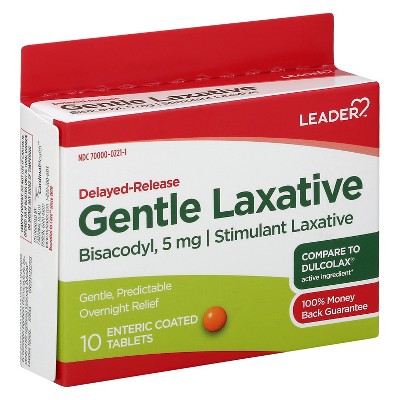Leader Gentle Laxative Tablets, 5 mg Bisacodyl USP, 10 Ct