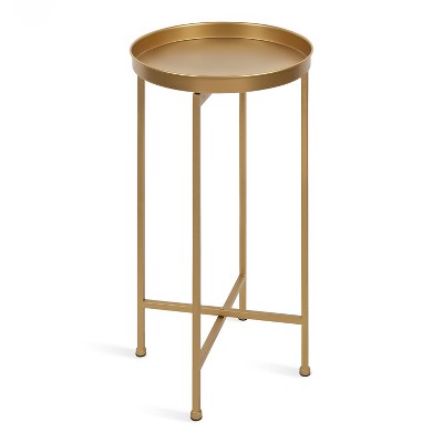 Kate and Laurel Celia Round Metal Tea Table, 14x14x25.75, Gold