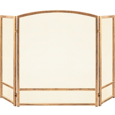 Best Choice Products 47.5x27.25in 3-Panel Steel Mesh Fireplace Screen, Spark Guard w/ Rustic Worn Finish