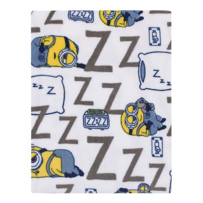 NoJo Illumination Lazy Minions Club Gray, Blue, Yellow, and White Super Soft Toddler Blanket