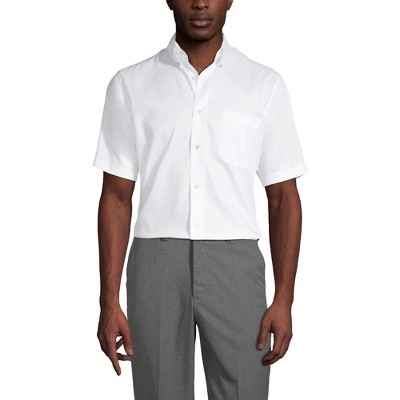 Lands' End School Uniform Men's Short Sleeve No Iron Pinpoint Dress Shirt