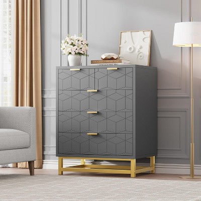 2/3/4/5/6/7 Drawer Dresser with Metal Legs, Wood Dressers Chest Organizer with Wide Storage, Modern Chest of Drawers for Bedroom, Living Room,Hallway
