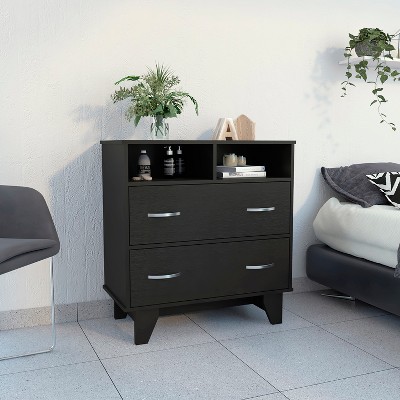 Grungis Modern Dressers with Storage,2 Drawers Horizontal Storage Organizer with Superior Top and 2 Shelves for Bedroom Living Room