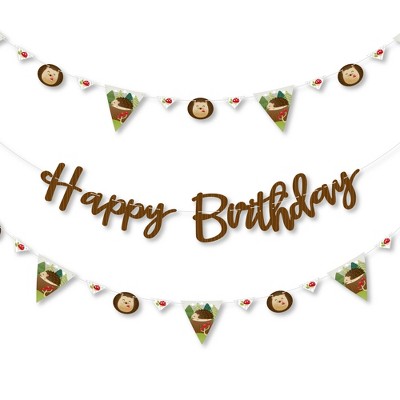 Big Dot of Happiness Forest Hedgehogs - Birthday Party Letter Banner Decoration - 36 Banner Cutouts and Happy Birthday Banner Letters
