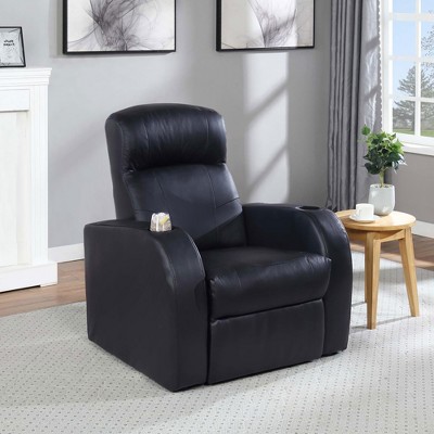 Leather Recliner with Cup Holder, Contemporary Upholstered Chair