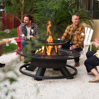 Bestier Fire Pit with Grills Grate, 47" Outdoor Firepit for Outside Wood Burning