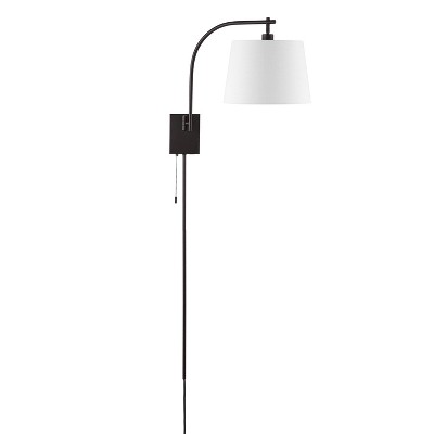 22.5" 1-Light Gosling Gooseneck Swing Arm Wall Sconce with Pull-Chain and USB Charging Port Bronze - JONATHAN Y: Industrial Plug-In/Hardwire, LED