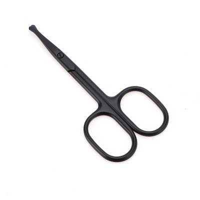 Women Round Head Scissors Eyebrow Trimmer Scissors Black 1 Pc