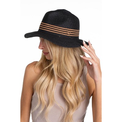 Adrienne Vittadini Striped Crown Straw Panama