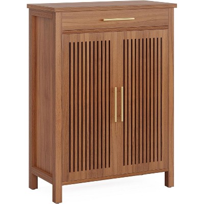Tribesigns 5-Tier Shoe Cabinet, Freestanding Shoe Storage Cabinet with Louvered Doors, Wood Shoe Rack with Adjustable Shelf